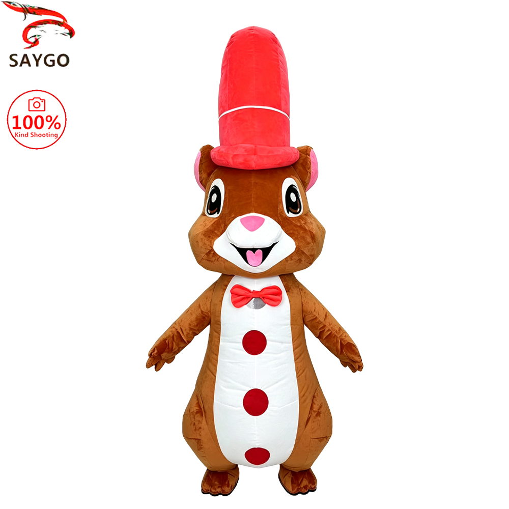 Halloween Costume Adult - Costume gonflable d'écureuil à chapeau rouge