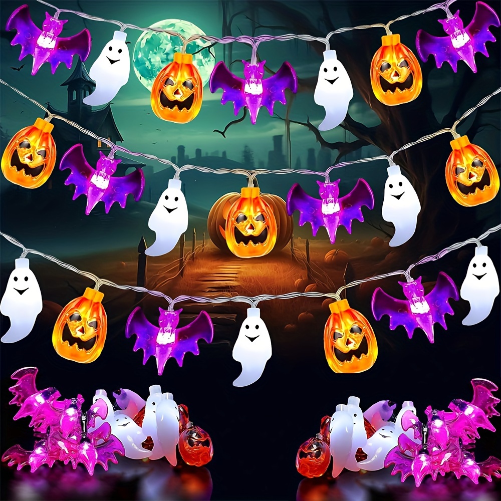 Halloween Led String Lights Orange - Guirlande lumineuse LED d'Halloween avec citrouilles,