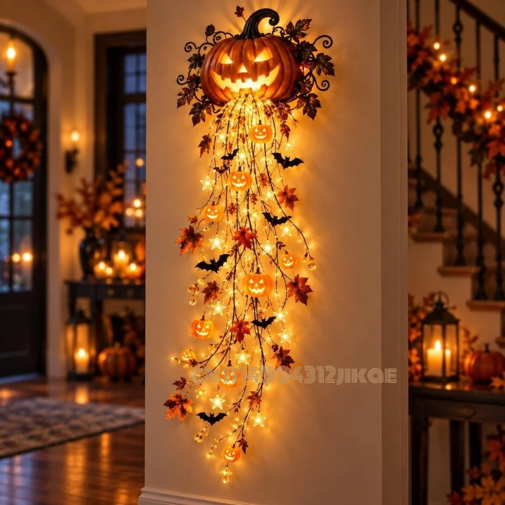Halloween Led String Lights Orange - Collection de luminaires muraux en cascade