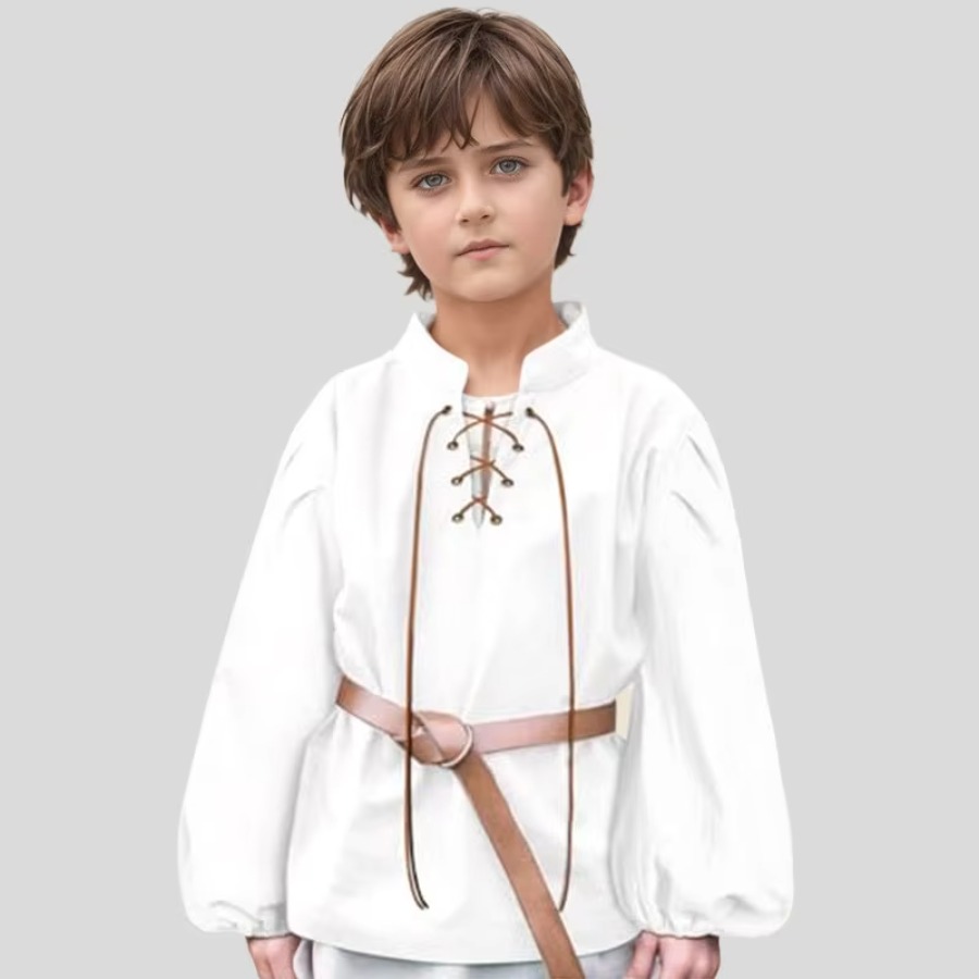 Halloween Costume Kids - Chemise de pirate médiévale pour garçons,