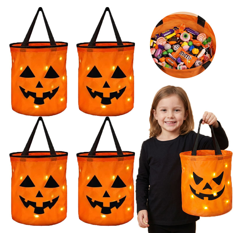 Halloween Pumpkin Decor Led - 1-10PC Panier de citrouille lumineux à