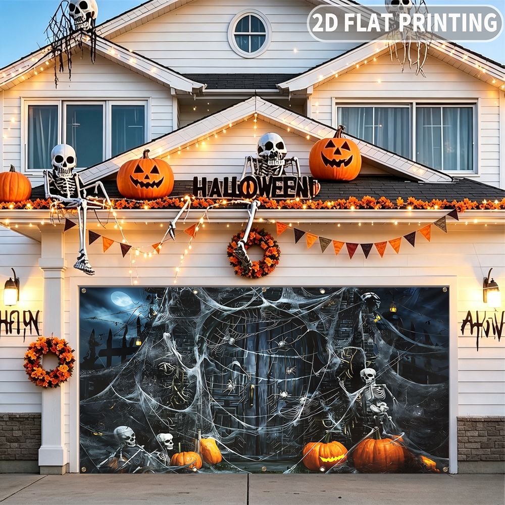 Spider Web Halloween Decoration - 1 pièce de bannière de garage