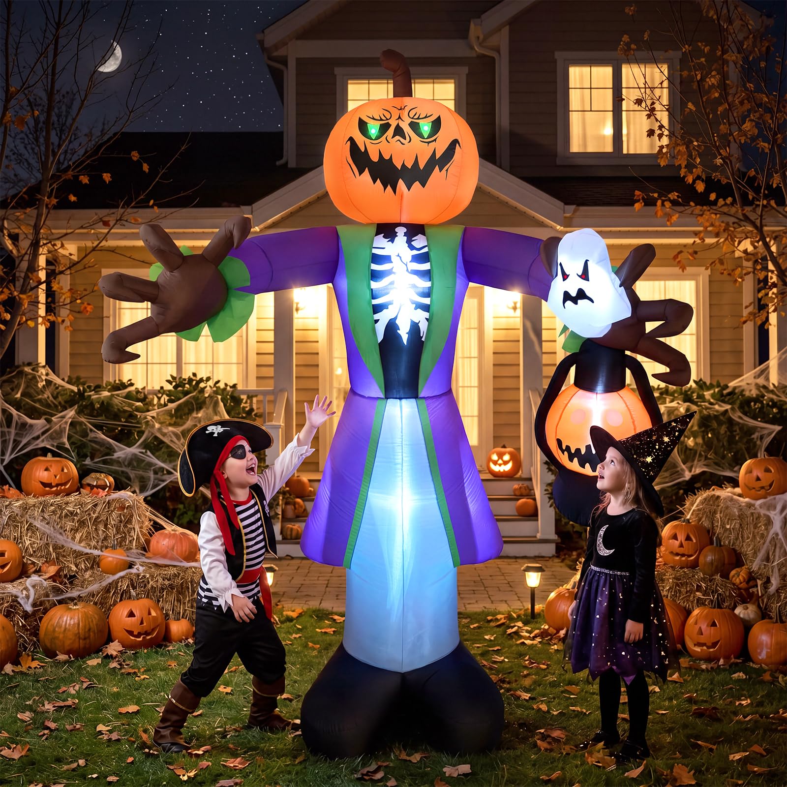 Pumpkin Lantern Halloween - Citrouille gonflable lumineuse d’Halloween de 2,4