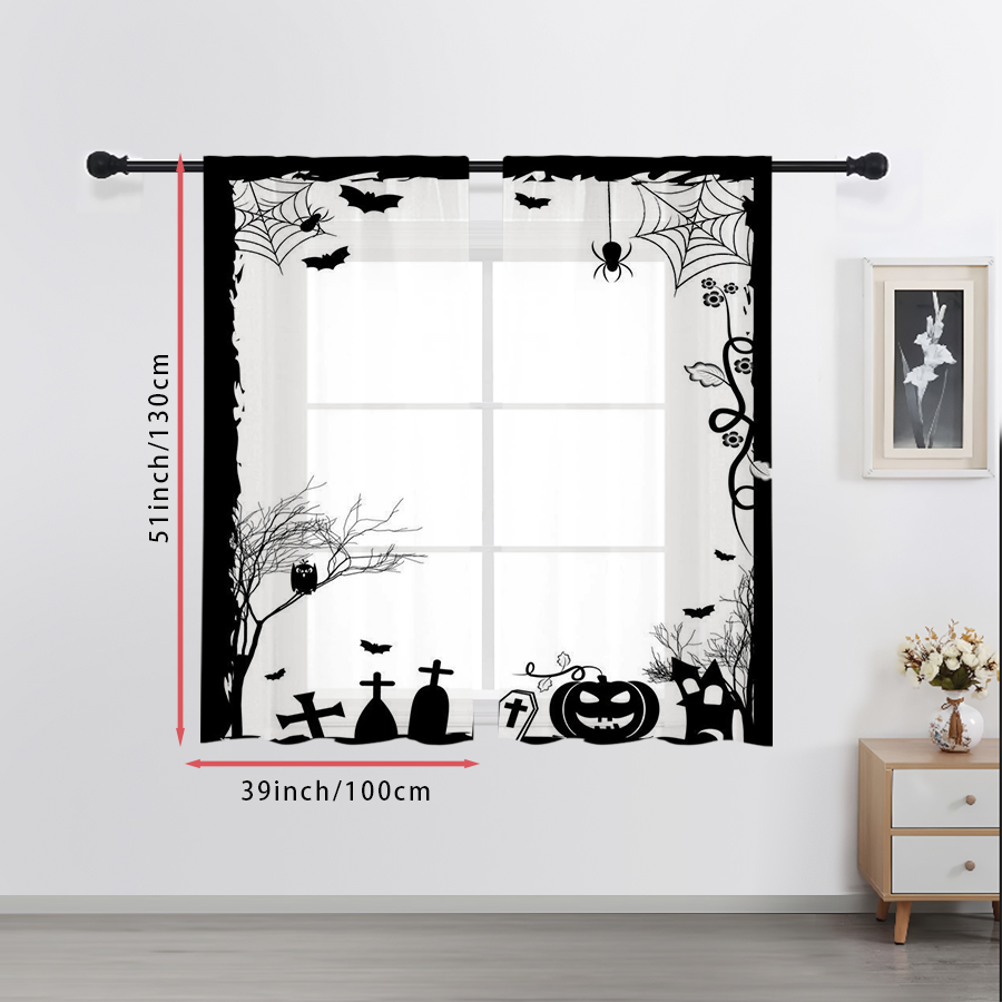 2 rideaux transparents à impre - Spider Web Halloween Decoration avis et prix