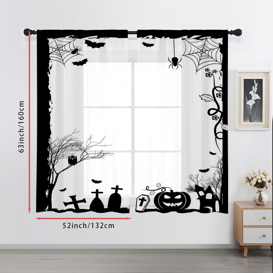 2 rideaux transparents à impre - Spider Web Halloween Decoration avis et prix