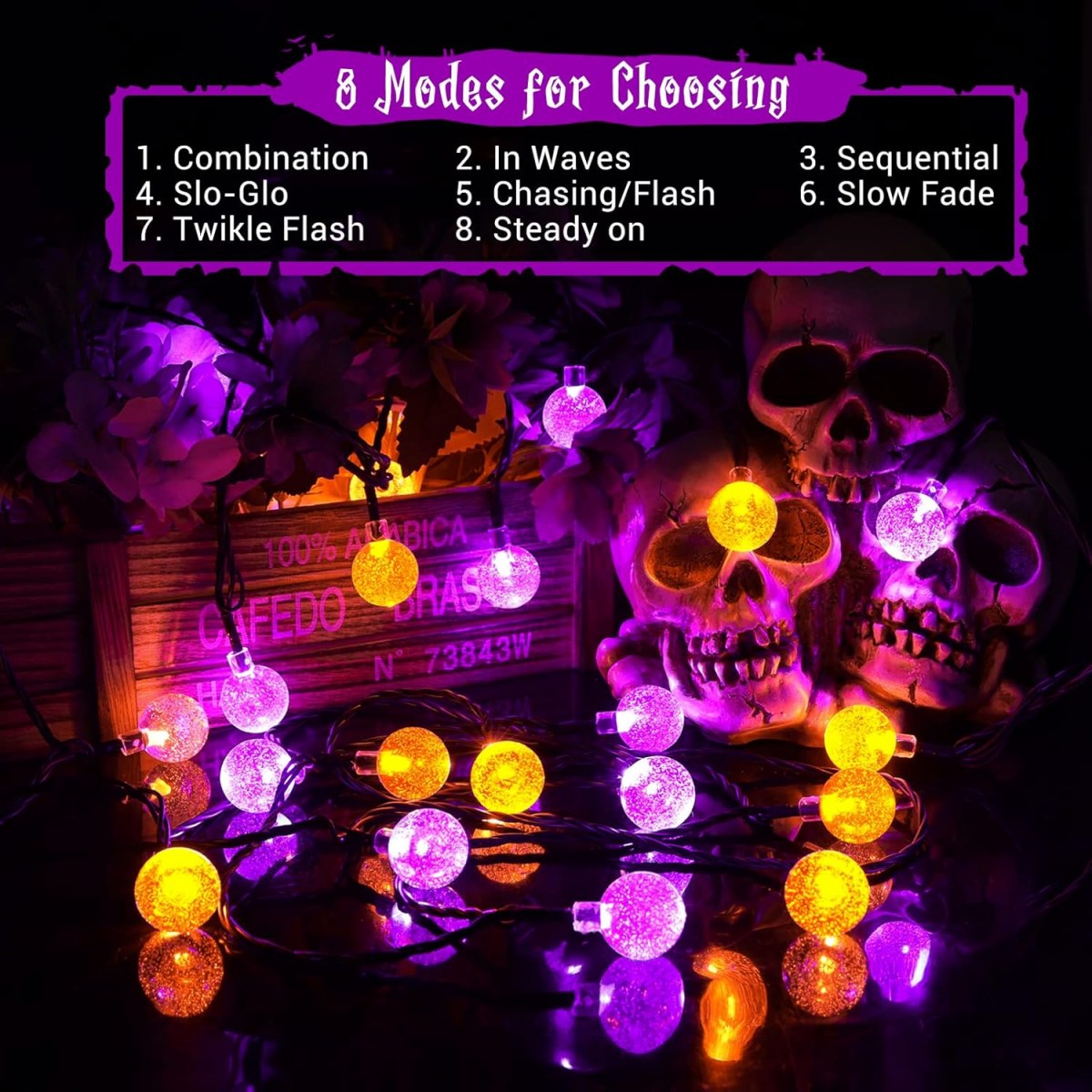 1pc 12m 100 LED Halloween viol - Halloween Led String Lights Orange avis et prix