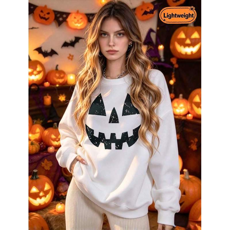 Sweat-shirt à col rond pour fe - Pumpkin Lantern Halloween avis et prix
