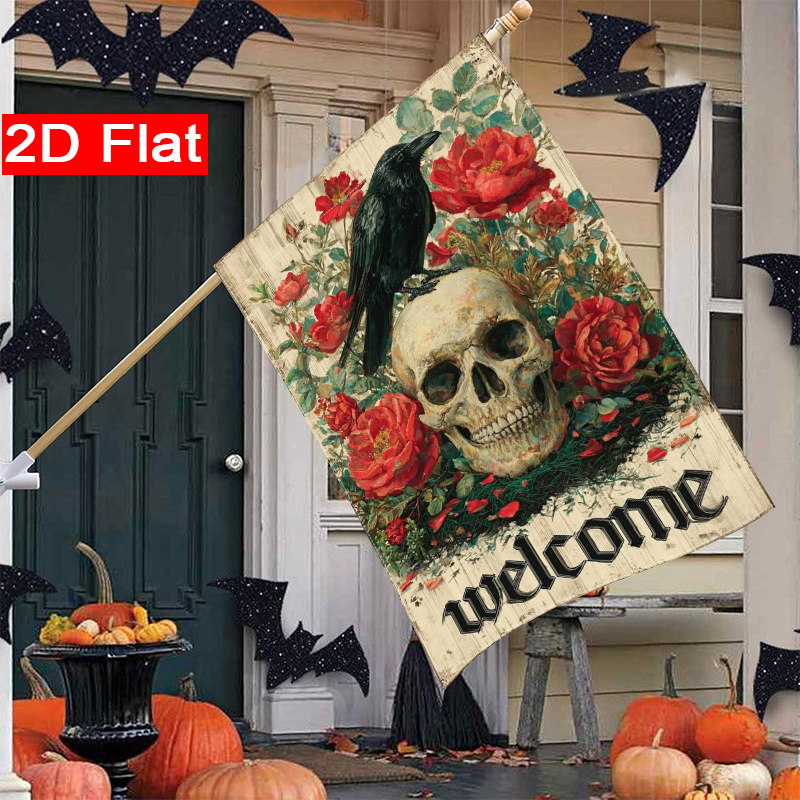 Drapeau plat 2D - Drapeau plat - Halloween Skeleton Decoration avis et prix