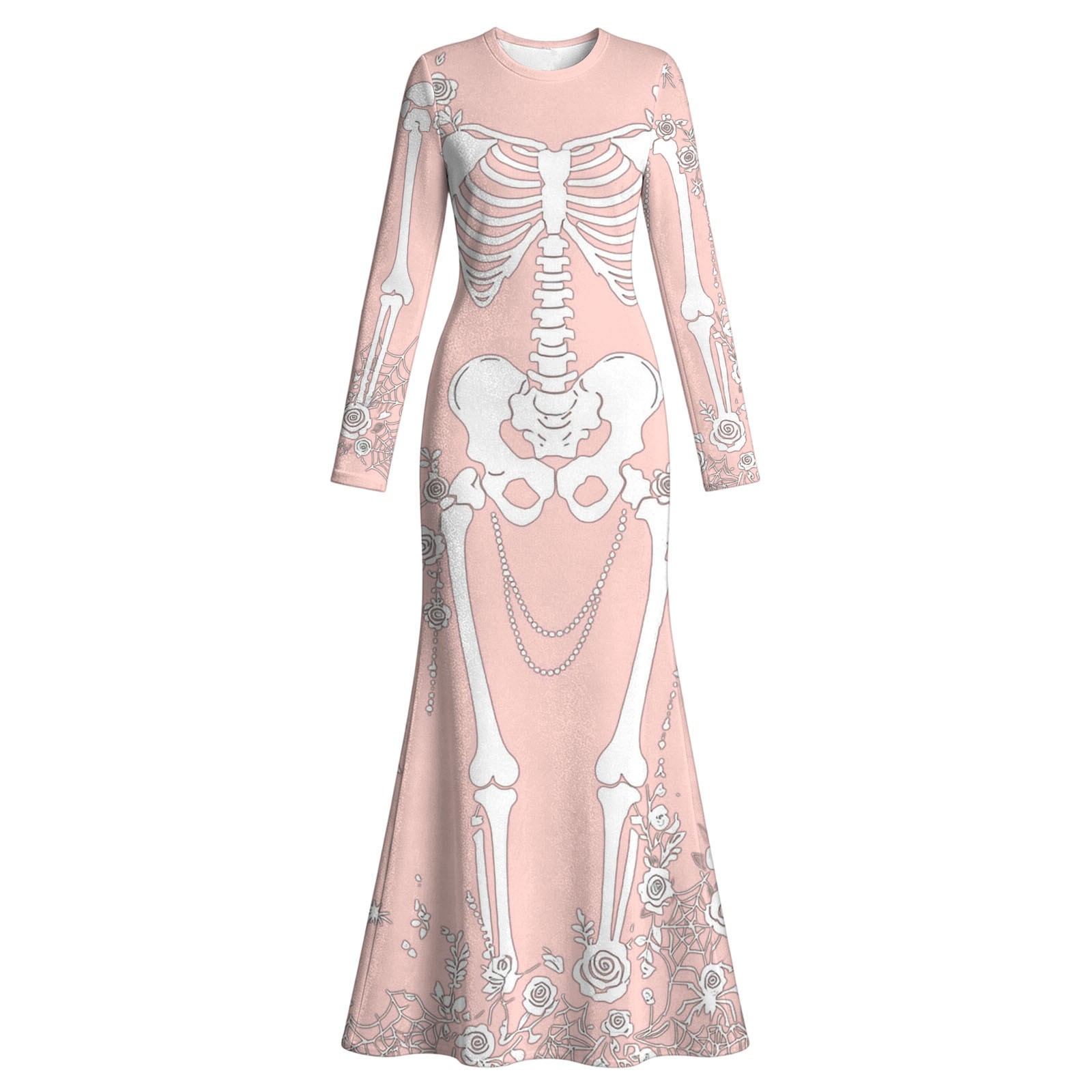 Robe longue à imprimé de roses - Halloween Skeleton Decoration avis et prix